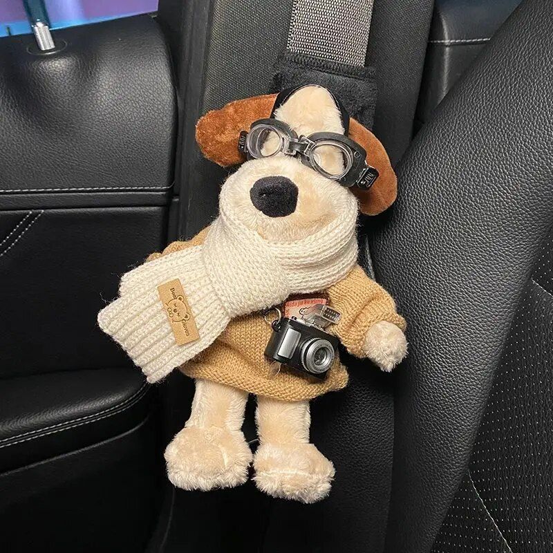 cartoon dog plush seat belt protector, view 3 - MRSLM