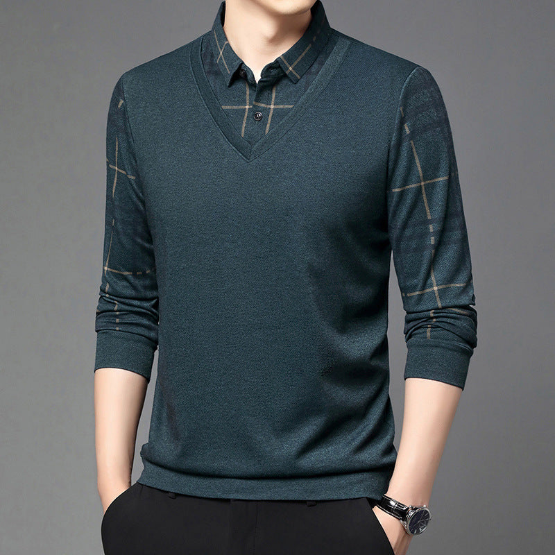 fake two-piece lapel men's t-shirt, view 10 - MRSLM