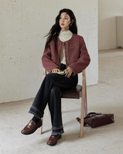 plaid tweed short jacket, view 3 - MRSLM