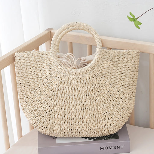 bohemian straw beach bag, view 2 - MRSLM