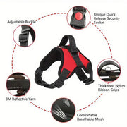 adjustable reflective dog harness vest, view 9 - MRSLM