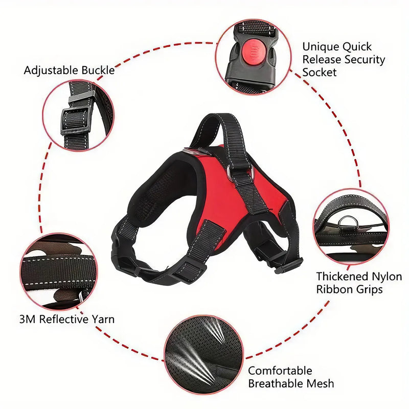 adjustable reflective dog harness vest, view 9 - MRSLM