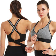 women's zip-front sports bra, view 4 - MRSLM