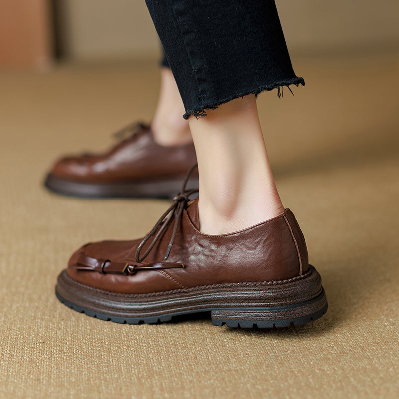 women's leather platform shoes, view 5 - MRSLM
