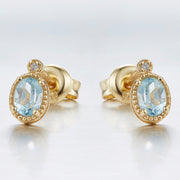 sky blue water drop ear studs, view 3 - MRSLM