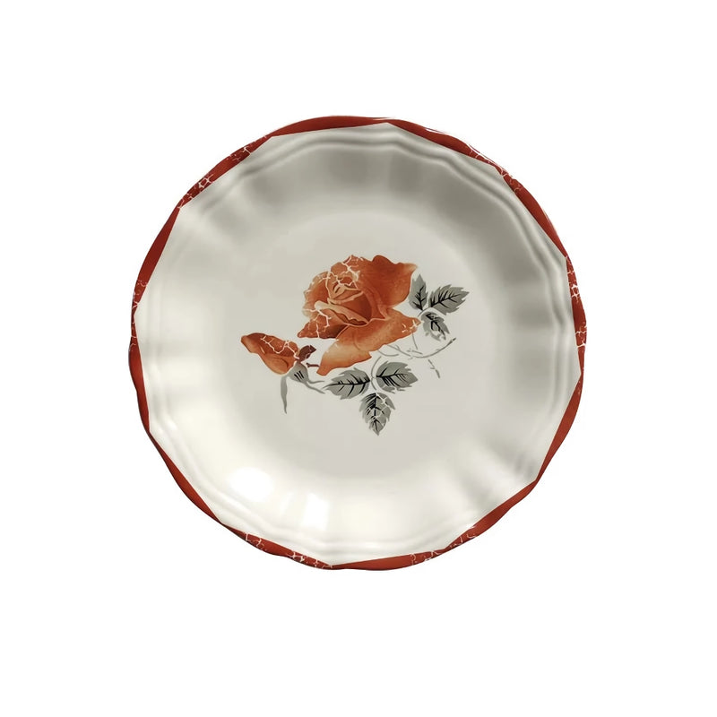 retro rose ceramic plate, view 4 - MRSLM