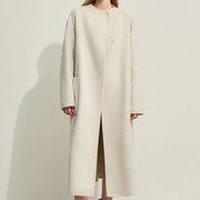 minimalist woolen long coat for women - MRSLM