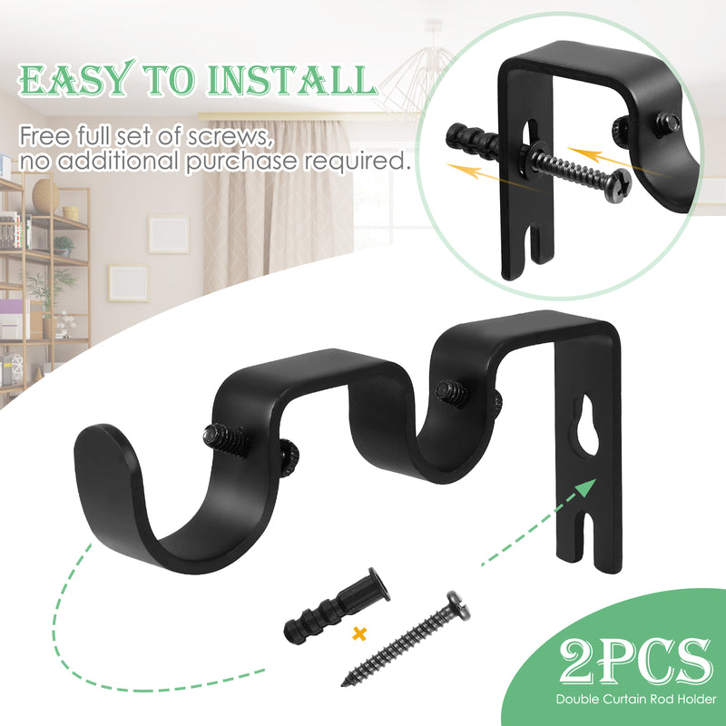 double curtain rod bracket holders, view 4 - MRSLM