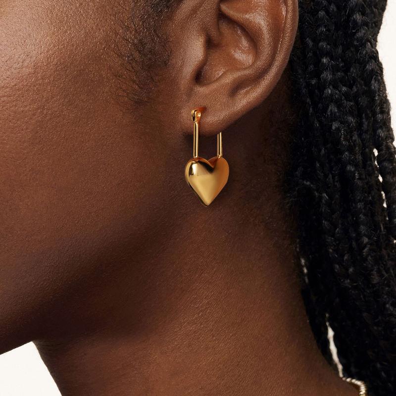 gold plated love heart pendant earrings, view 4 - MRSLM