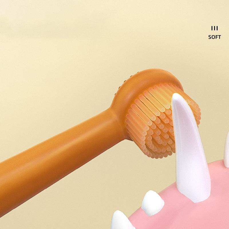 Pet silicone toothbrush and toothpaste set, view 4 - MRSLM