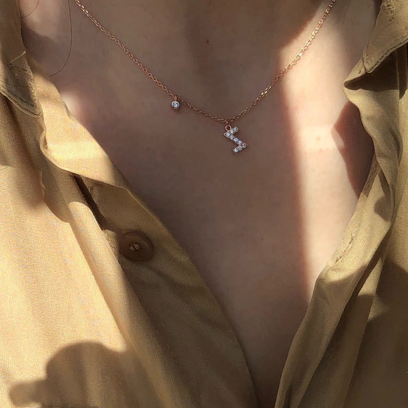 silver letter collar chain necklace, view 2 - MRSLM