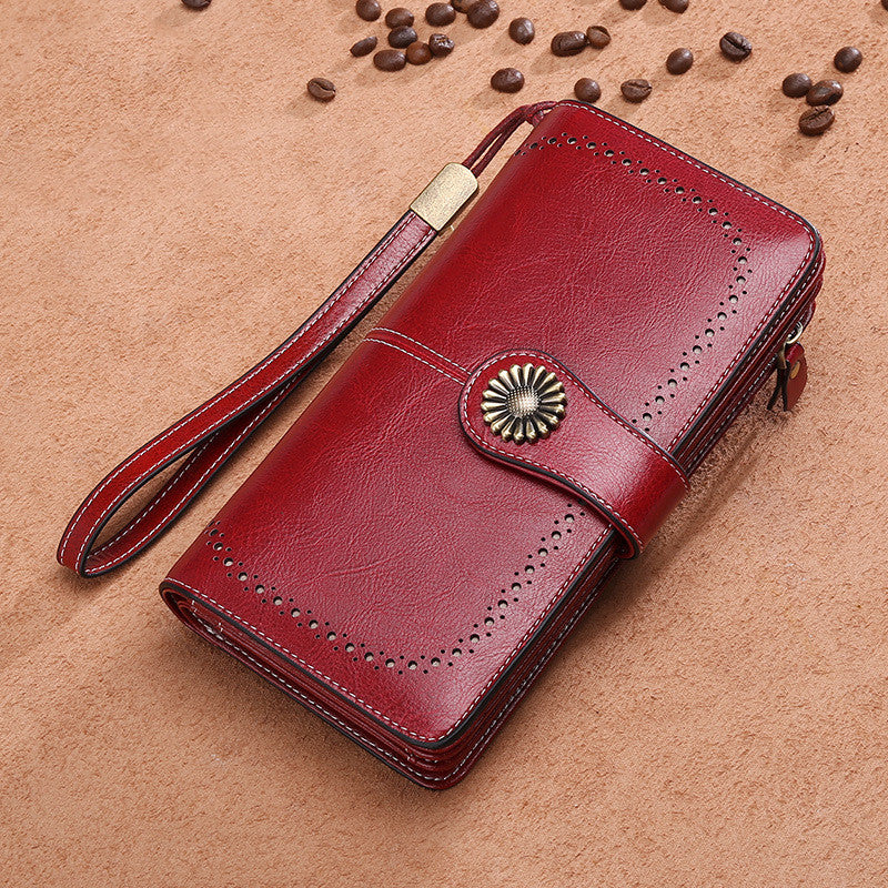 women's long leather clutch wallet, view 4 - MRSLM
