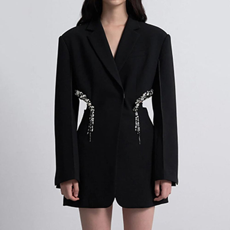 Elegant Hollow Out Crystal-Embellished Women's Blazer