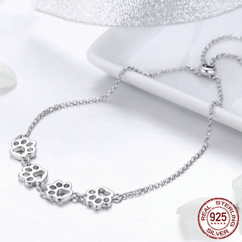 pet paw print silver jewelry set, view 7 - MRSLM