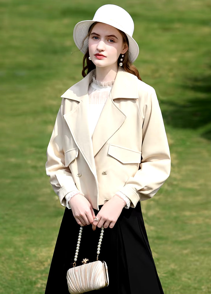 short double-breasted trench coat, view 3 - MRSLM