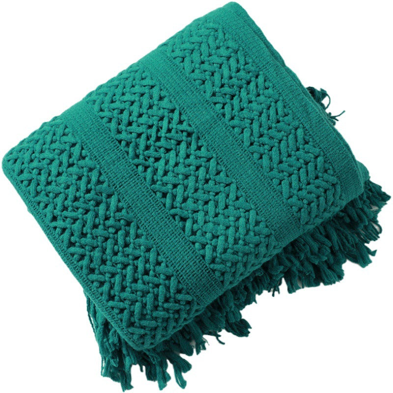 Nordic knit tassel throw blanket, view 5 - MRSLM