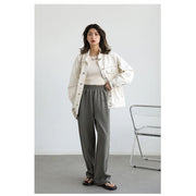 women's elastic waist cotton straight sweatpants, view 4 - MRSLM