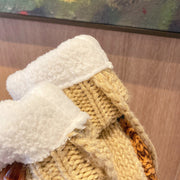 women's thick fleece knitted mittens, view 2 - MRSLM