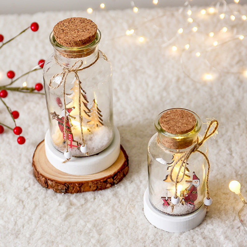 Light-Up Christmas Glass Jar Snow Scene Decoration