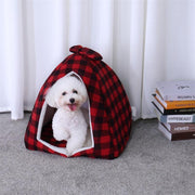 cozy plaid pet tent bed, view 2 - MRSLM