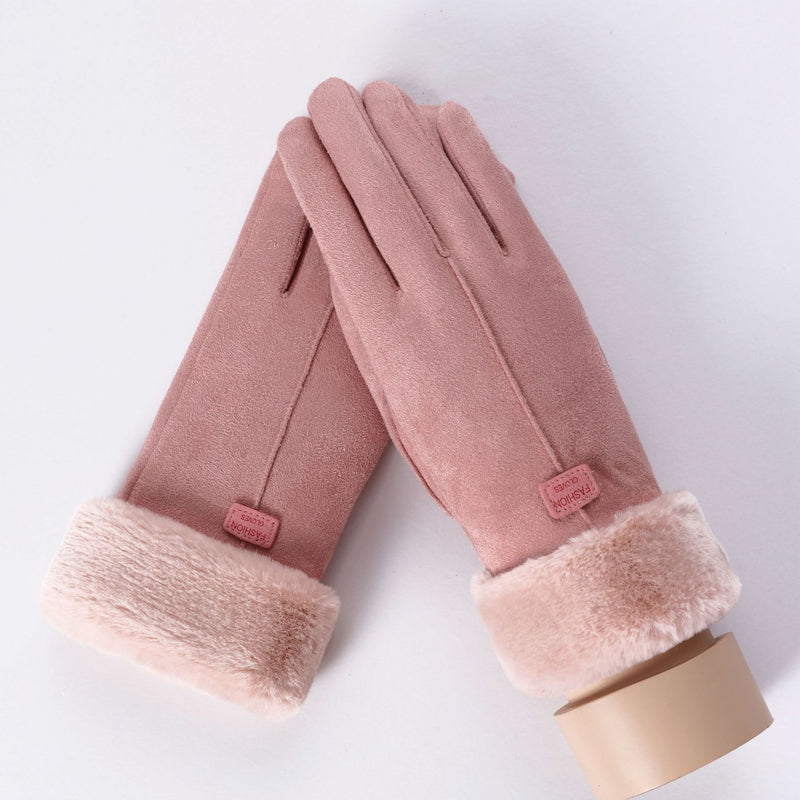 Women's plush-lined suede touchscreen gloves, view 16 - MRSLM
