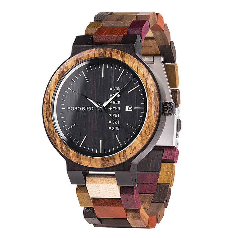retro wooden quartz couple watch, view 6 - MRSLM