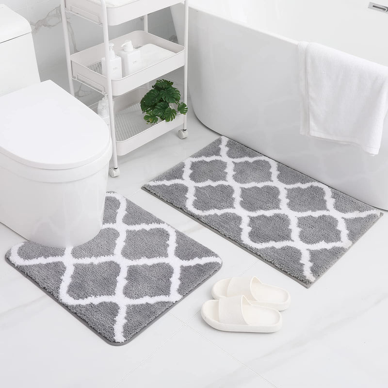 Ultra soft shaggy bath mat set, view 2 - MRSLM