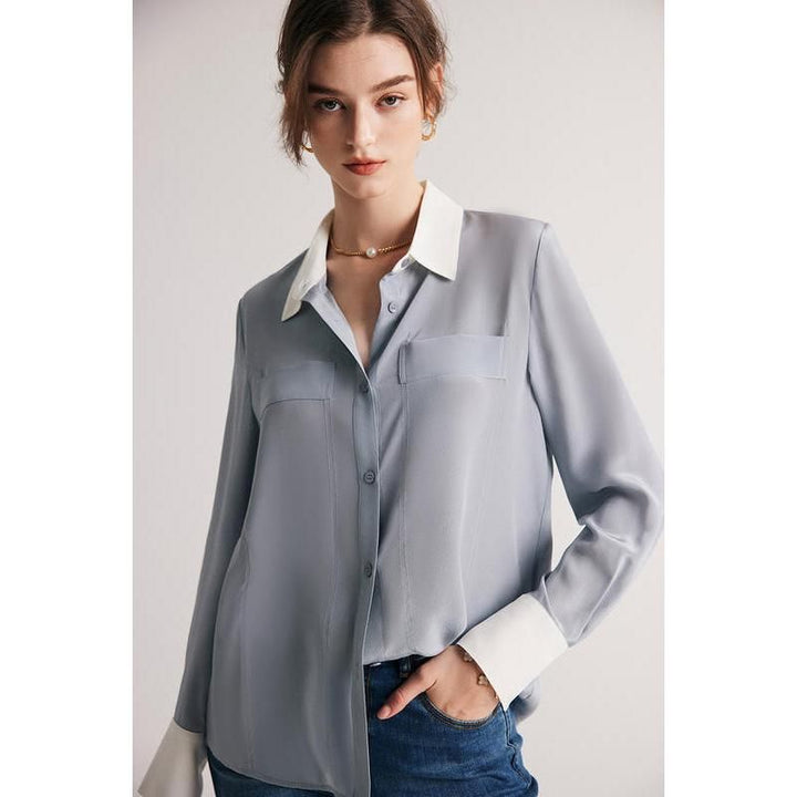 Chic Silk Crepe De Chine Dress Shirt for Women