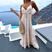 women's V-neck dress with straps, view 2 - MRSLM