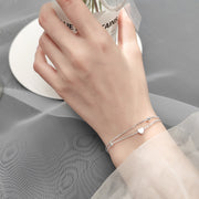 double layer small heart silver bracelet - MRSLM