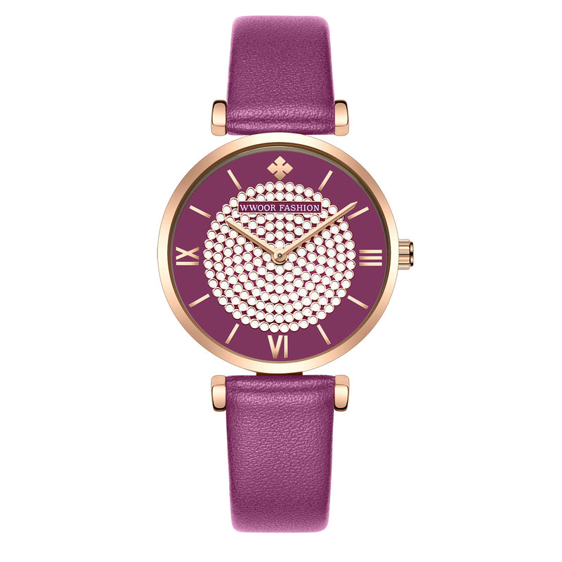 ladies sparkling dial belt strap watch, view 2 - MRSLM