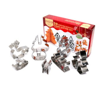 Christmas gingerbread house cookie cutter set, view 8 - MRSLM