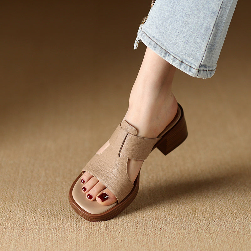 peep toe leather high heel sandals, view 4 - MRSLM