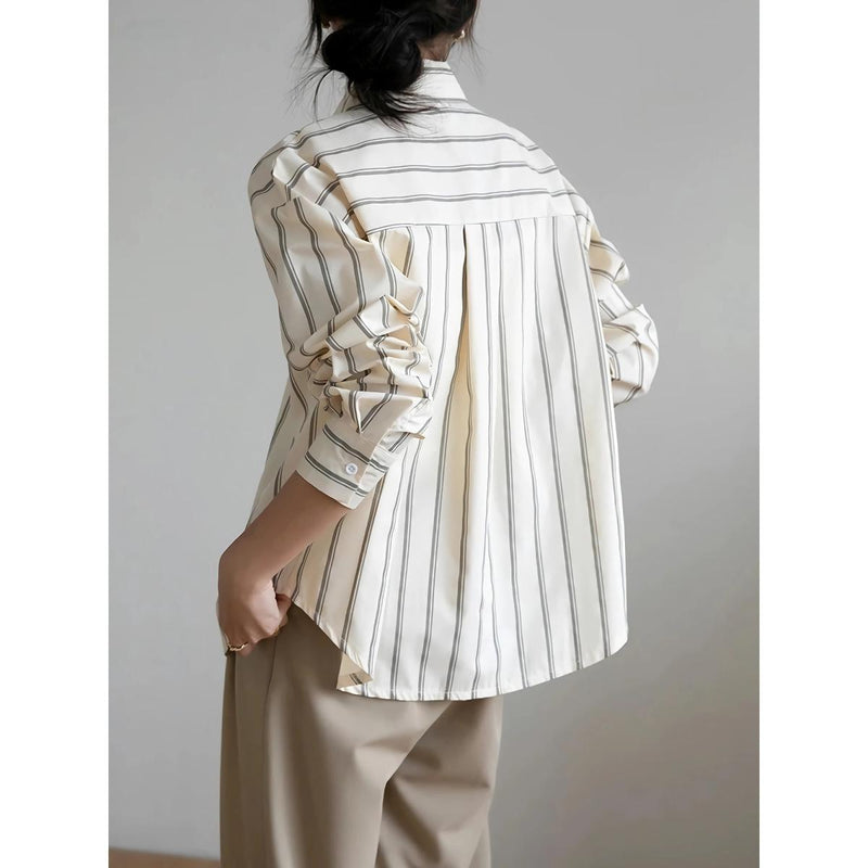 Striped office blouse, view 7 - MRSLM