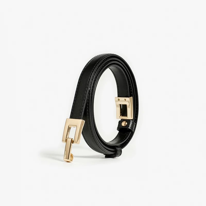 women's genuine leather slim belt, view 2 - MRSLM