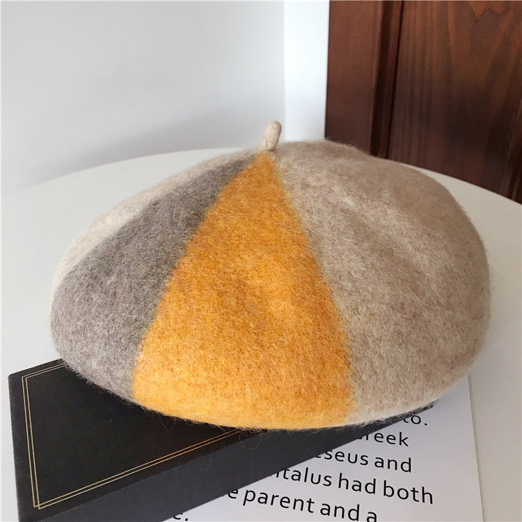 mixed color wool beret for women, view 5 - MRSLM