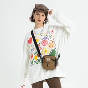 loose floral print cotton sweatshirt for couples - MRSLM