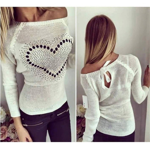 women's knitted pullover sweater, view 4 - MRSLM