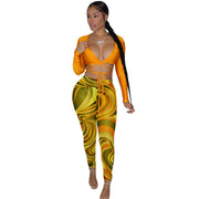 mesh floral print two-piece set, view 9 - MRSLM