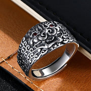 men's silver retro adjustable ring, view 5 - MRSLM