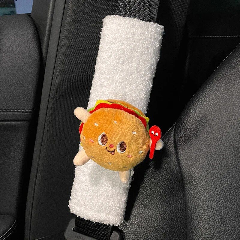 Plush cartoon car seatbelt cover, view 4 - MRSLM