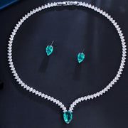 thin zircon clavicle chain and earrings set, view 4 - MRSLM
