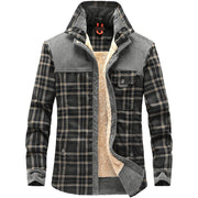 Men's fleece-lined cotton plaid jacket, view 3 - MRSLM