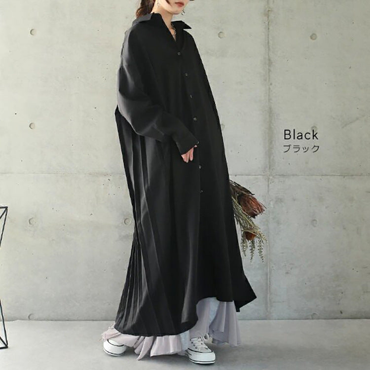women's loose overknee pleated dress - MRSLM