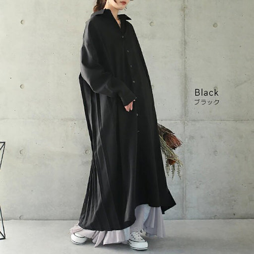 women's loose overknee pleated dress - MRSLM