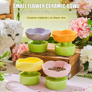 flower-shaped ceramic cat bowl, view 6 - MRSLM