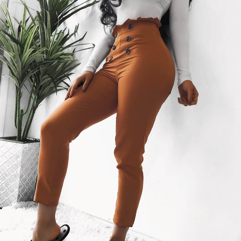 Sexy Lace Button Design Slim Pants