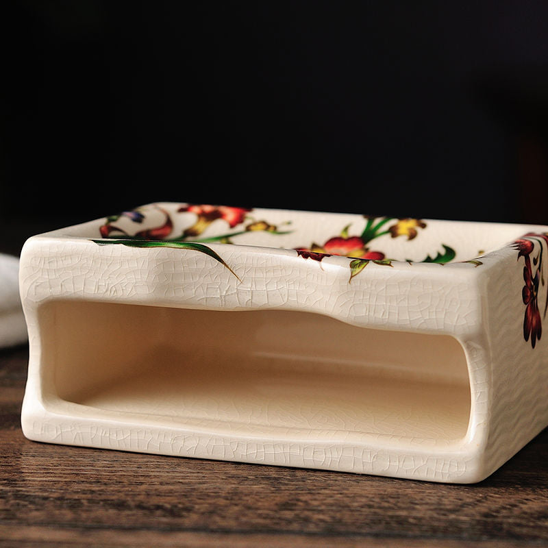 european ceramic soap box with double drain, view 9 - MRSLM