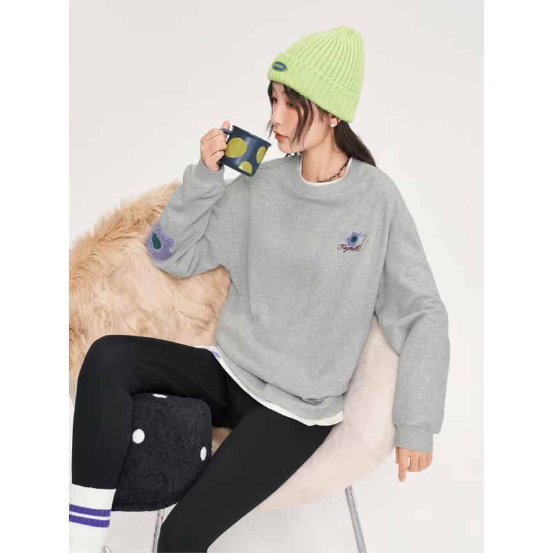 loose fit fake two-piece sweatshirt, view 4 - MRSLM