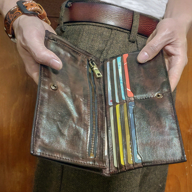Retro leather folding wallet, view 4 - MRSLM